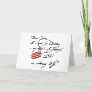Cartes Pour Fêtes Annuelles Chère épouse d'armée de Père Noël XOXO