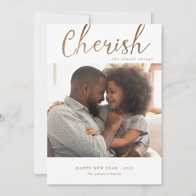 Cartes Pour Fêtes Annuelles Cherish the Simple Things Modern New Year Photo (Devant)