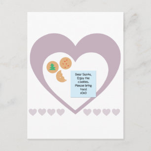 Cartes Pour Fêtes Annuelles Chers cookies Père Noël Apportez des jouets Coeurs