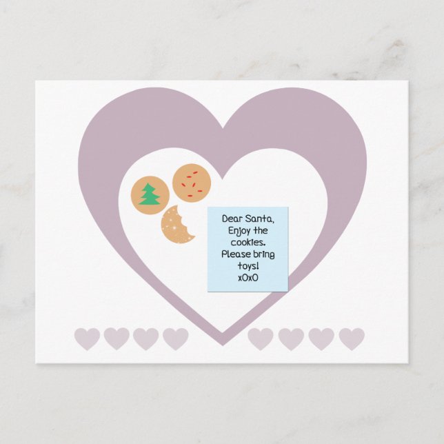Cartes Pour Fêtes Annuelles Chers cookies Père Noël Apportez des jouets Coeurs (Devant)