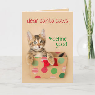 Cartes Pour Fêtes Annuelles Chers Père Noël Paws, Définir Good Kitten