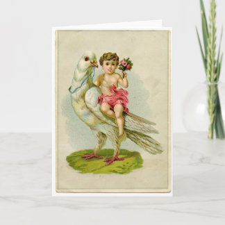Cartes Pour Fêtes Annuelles Cherub équitation colombe