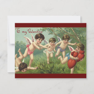 Cartes Pour Fêtes Annuelles Chérubins de la Saint-Valentin vintage avec des cœ