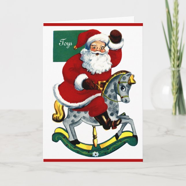 Cartes Pour Fêtes Annuelles Cheval à rochers Père Noël (Devant)