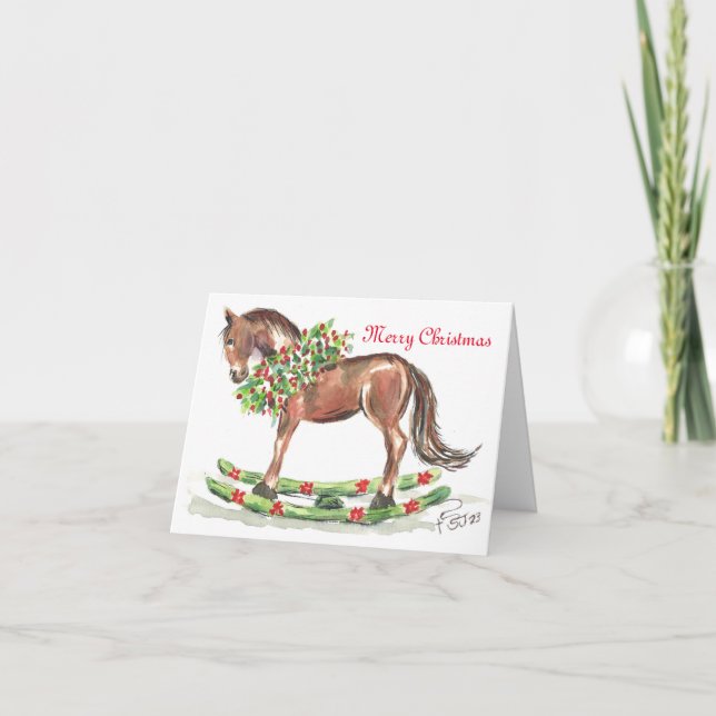 Cartes Pour Fêtes Annuelles Cheval à roches Brown (Devant)