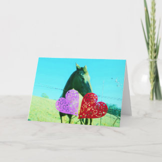 Cartes Pour Fêtes Annuelles Cheval blanc et Brown Valentine Heart