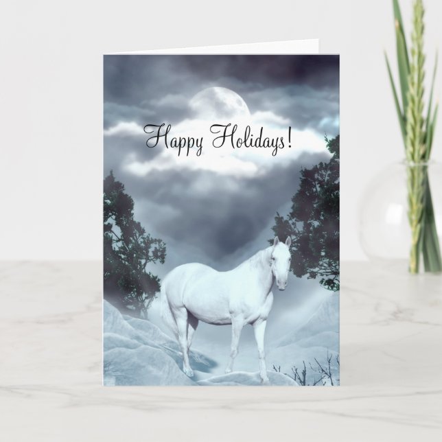 Cartes Pour Fêtes Annuelles Cheval blanc Joyeuses fêtes (Devant)