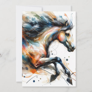 Cartes Pour Fêtes Annuelles Cheval courant à l'aquarelle abstraite