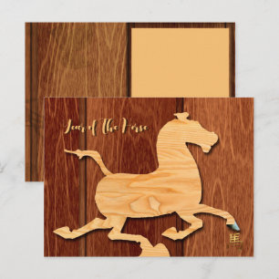Cartes Pour Fêtes Annuelles Cheval de Bois Chinois Nouvel An Anniversaire Post