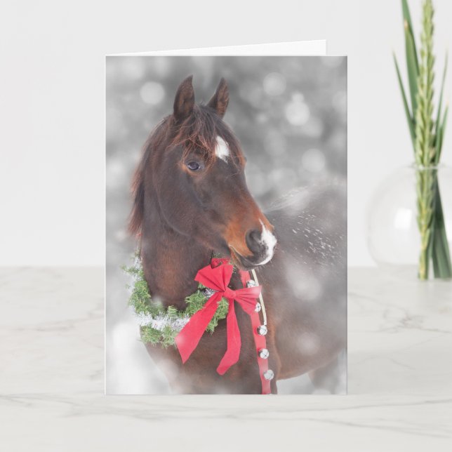 Cartes Pour Fêtes Annuelles Cheval de cadeau (Devant)