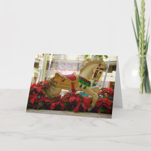 Cartes Pour Fêtes Annuelles Cheval de Carrousel de Noël - 1 (Devant)