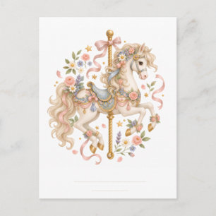 Cartes Pour Fêtes Annuelles Cheval de carrousel élégant Conte de fées français