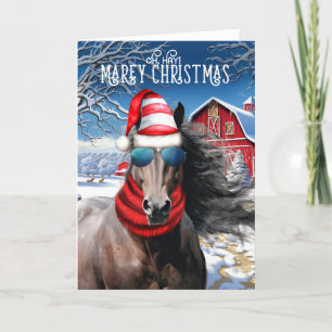 Cartes Pour Fêtes Annuelles Cheval de châtaignier du foie drôle MAREy Noël