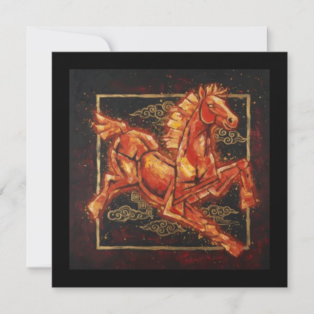 Cartes Pour Fêtes Annuelles Cheval de feu (Devant)