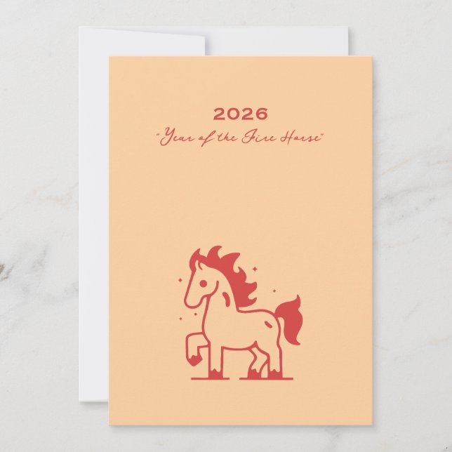 Cartes Pour Fêtes Annuelles Cheval de Feu Mignon (Devant)