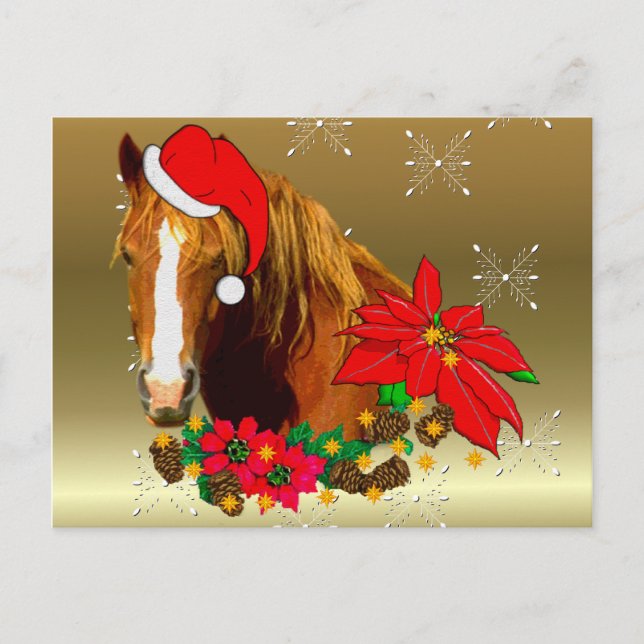 Cartes Pour Fêtes Annuelles Cheval de Noël (Devant)