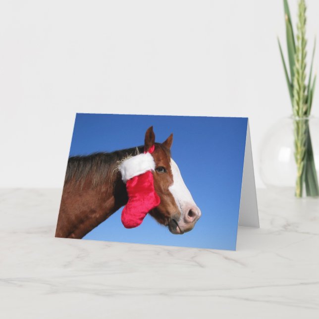 Cartes Pour Fêtes Annuelles Cheval de Noël (Devant)