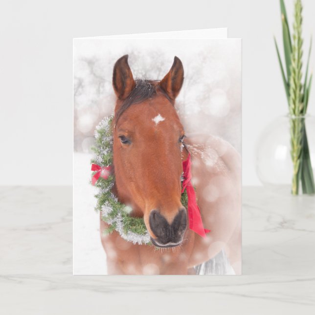 Cartes Pour Fêtes Annuelles Cheval de Noël (Devant)