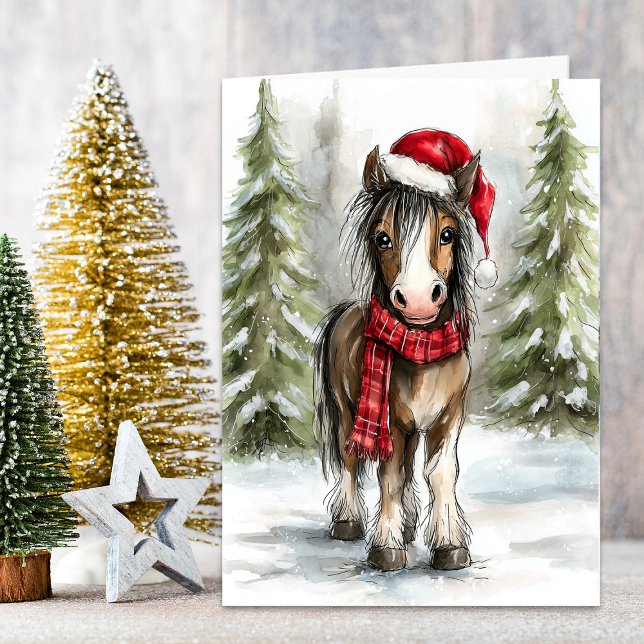 Cartes Pour Fêtes Annuelles Cheval de Noël (Créateur téléchargé)