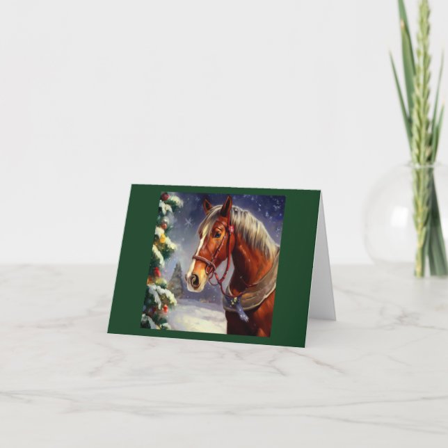 Cartes Pour Fêtes Annuelles Cheval de Noël 1 (Devant)