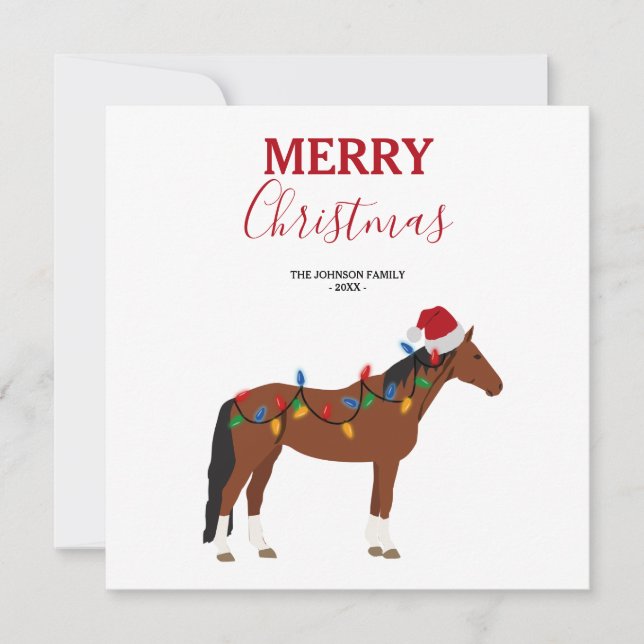 Cartes Pour Fêtes Annuelles Cheval de Noël Noël Noël Chapeau Noël Lumières Noë (Devant)