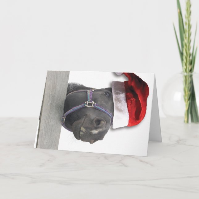 Cartes Pour Fêtes Annuelles Cheval de Noël Père Noël (Devant)
