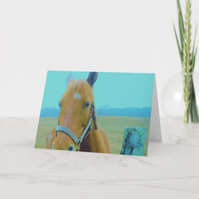 Cartes Pour Fêtes Annuelles Cheval de Noël rétro (Devant)