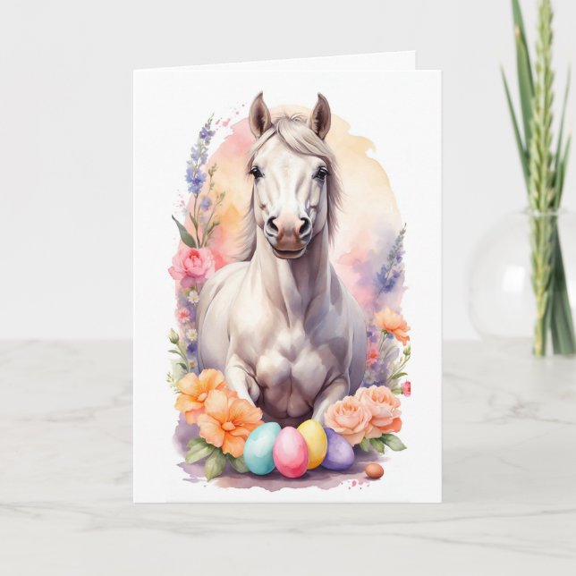 Cartes Pour Fêtes Annuelles cheval de Pâques (Devant)