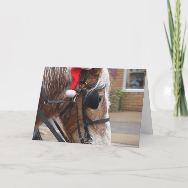 Cartes Pour Fêtes Annuelles Cheval de trait de Noël (Devant)