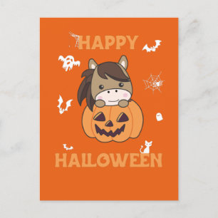 Cartes Pour Fêtes Annuelles Cheval En Chevaux Doux Citrouille Joyeux Halloween