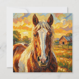 Cartes Pour Fêtes Annuelles Cheval en impasto dans une ferme vierge