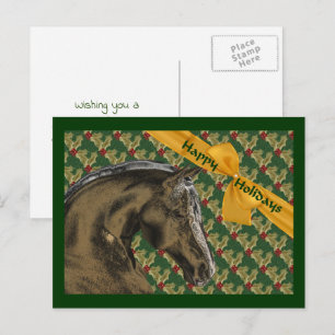 Cartes Pour Fêtes Annuelles Cheval et Holly Noël Fête personnalisable