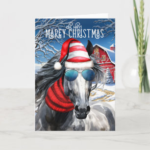 Cartes Pour Fêtes Annuelles Cheval gris pomme amusant MAREy Noël