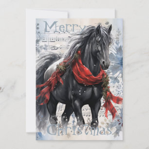 Cartes Pour Fêtes Annuelles Cheval hiver Aquarelle de Noël
