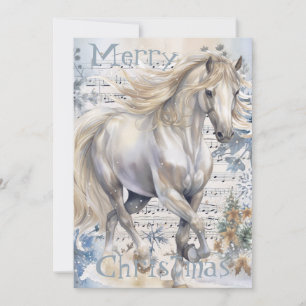 Cartes Pour Fêtes Annuelles Cheval hiver Aquarelle de Noël
