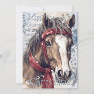 Cartes Pour Fêtes Annuelles Cheval hiver Aquarelle de Noël