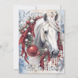 Cartes Pour Fêtes Annuelles Cheval hiver Aquarelle de Noël