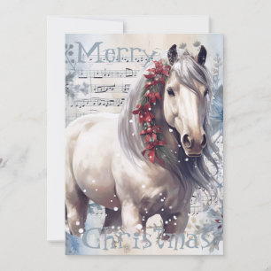 Cartes Pour Fêtes Annuelles Cheval hiver Aquarelle de Noël