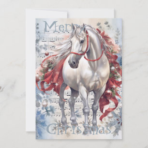 Cartes Pour Fêtes Annuelles Cheval hiver Aquarelle de Noël