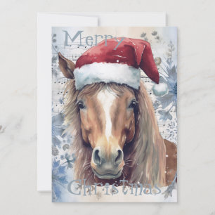 Cartes Pour Fêtes Annuelles Cheval hiver Aquarelle de Noël