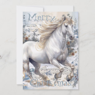 Cartes Pour Fêtes Annuelles Cheval hiver Aquarelle de Noël