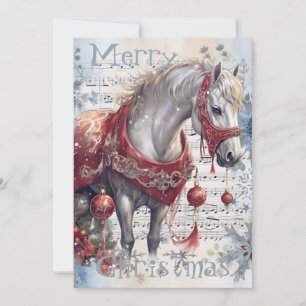 Cartes Pour Fêtes Annuelles Cheval hiver Aquarelle de Noël