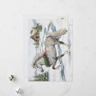 Cartes Pour Fêtes Annuelles Cheval islandais festif dans un paysage hivernal