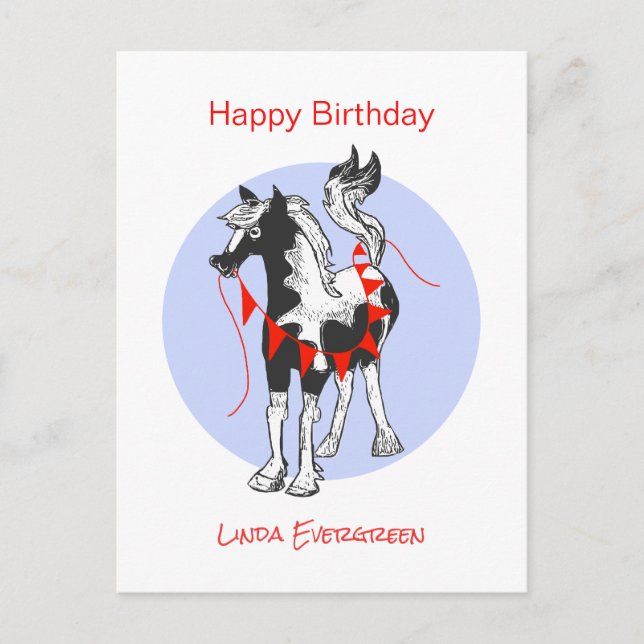 Cartes Pour Fêtes Annuelles Cheval mignon Joyeux anniversaire (Devant)