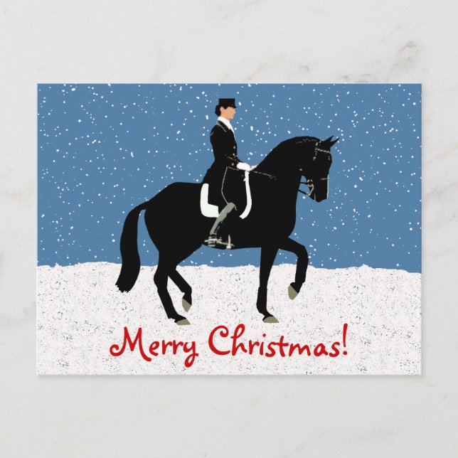 Cartes Pour Fêtes Annuelles Cheval neige et neige Noël (Devant)