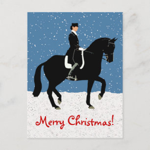 Cartes Pour Fêtes Annuelles Cheval neige et neige Noël