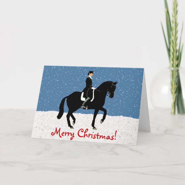 Cartes Pour Fêtes Annuelles Cheval neige et neige Noël (Devant)