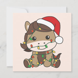 Cartes Pour Fêtes Annuelles Cheval Noël Animaux d'hiver Chevaux de vacances