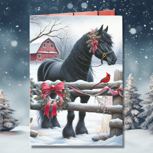 Cartes Pour Fêtes Annuelles Cheval Noir Festif et Noël Cardinal