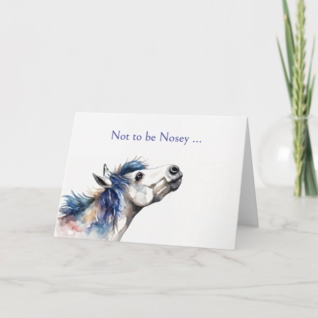 Cartes Pour Fêtes Annuelles Cheval Penser à vous mignon et drôle (Devant)